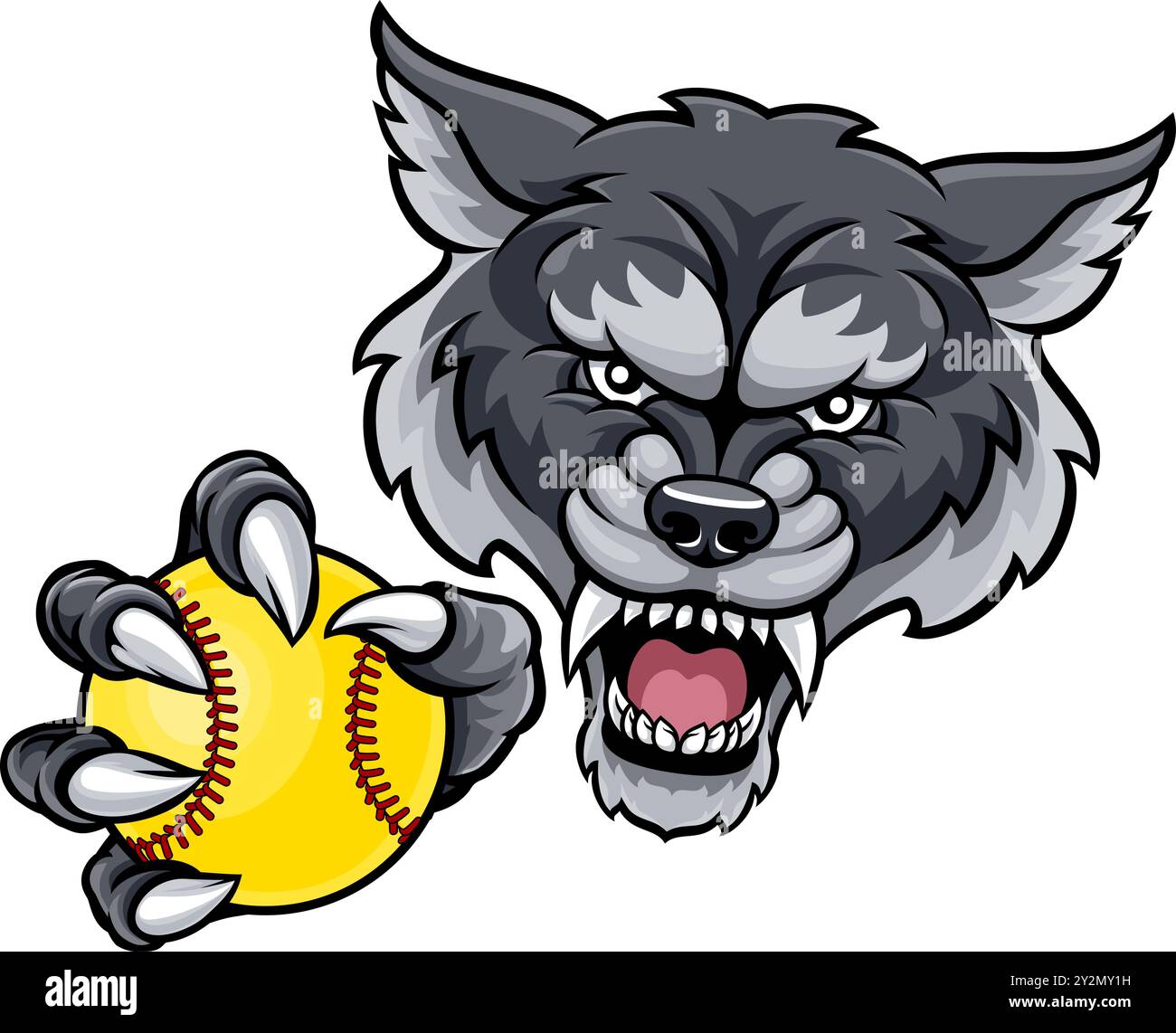 Wolf Bobcat Softball Tiersport-Team Maskottchen Stock Vektor