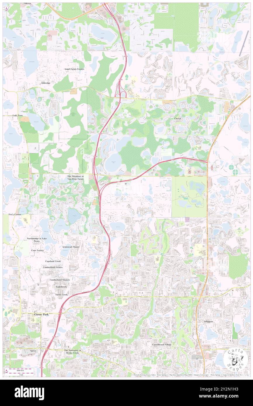 Triple Lake Shores, Hillsborough County, USA, USA, Florida, n 28 7' 22'', S 82 32' 6'', Karte, Cartascapes Map, veröffentlicht 2024. Erkunden Sie Cartascapes, eine Karte, die die vielfältigen Landschaften, Kulturen und Ökosysteme der Erde enthüllt. Reisen Sie durch Zeit und Raum und entdecken Sie die Verflechtungen der Vergangenheit, Gegenwart und Zukunft unseres Planeten. Stockfoto