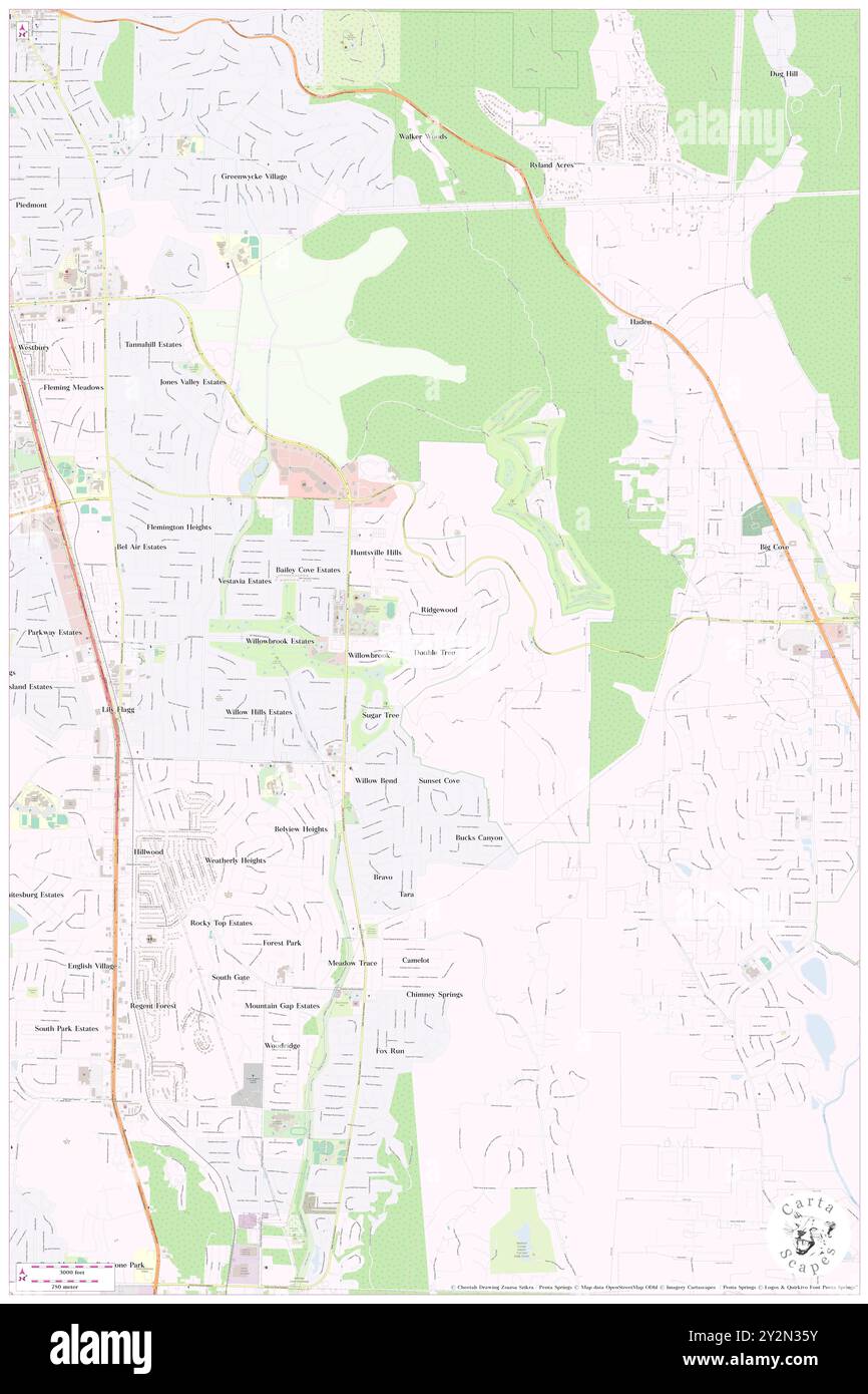 Double Tree, Madison County, USA, USA, Alabama, n 34 39' 25'', S 86 31' 44'', Karte, Cartascapes Map, veröffentlicht 2024. Erkunden Sie Cartascapes, eine Karte, die die vielfältigen Landschaften, Kulturen und Ökosysteme der Erde enthüllt. Reisen Sie durch Zeit und Raum und entdecken Sie die Verflechtungen der Vergangenheit, Gegenwart und Zukunft unseres Planeten. Stockfoto