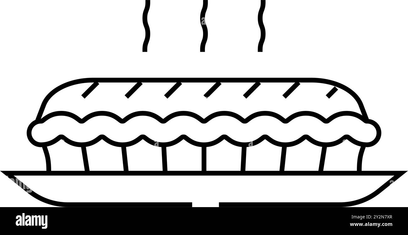 Backen Apfelkuchen Herbst Linie Symbol Vektor Illustration Stock Vektor