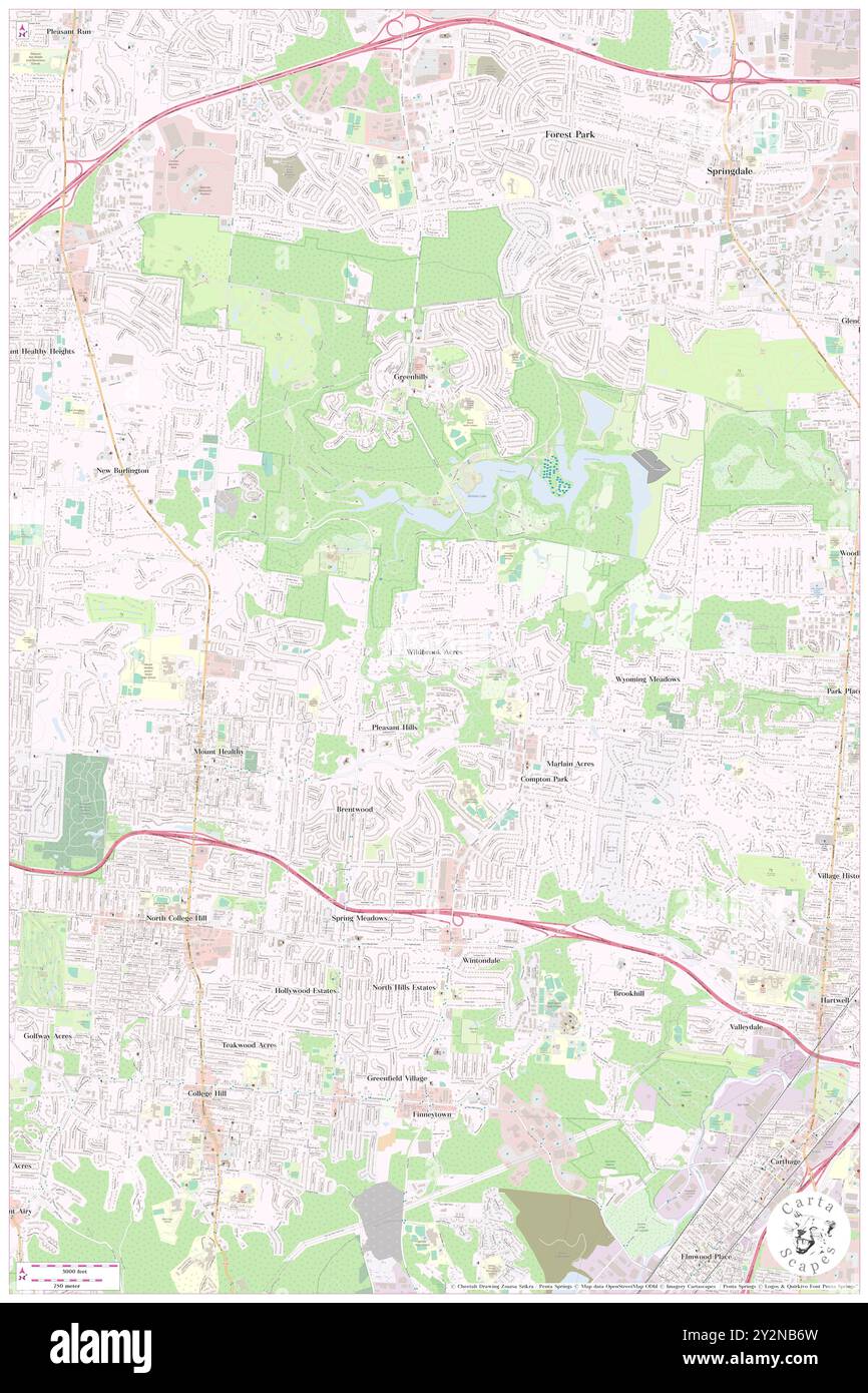 Wildbrook Acres, Hamilton County, USA, USA, Ohio, n 39 14' 34''', S 84 31' 12'', Karte, Cartascapes Map, veröffentlicht 2024. Erkunden Sie Cartascapes, eine Karte, die die vielfältigen Landschaften, Kulturen und Ökosysteme der Erde enthüllt. Reisen Sie durch Zeit und Raum und entdecken Sie die Verflechtungen der Vergangenheit, Gegenwart und Zukunft unseres Planeten. Stockfoto