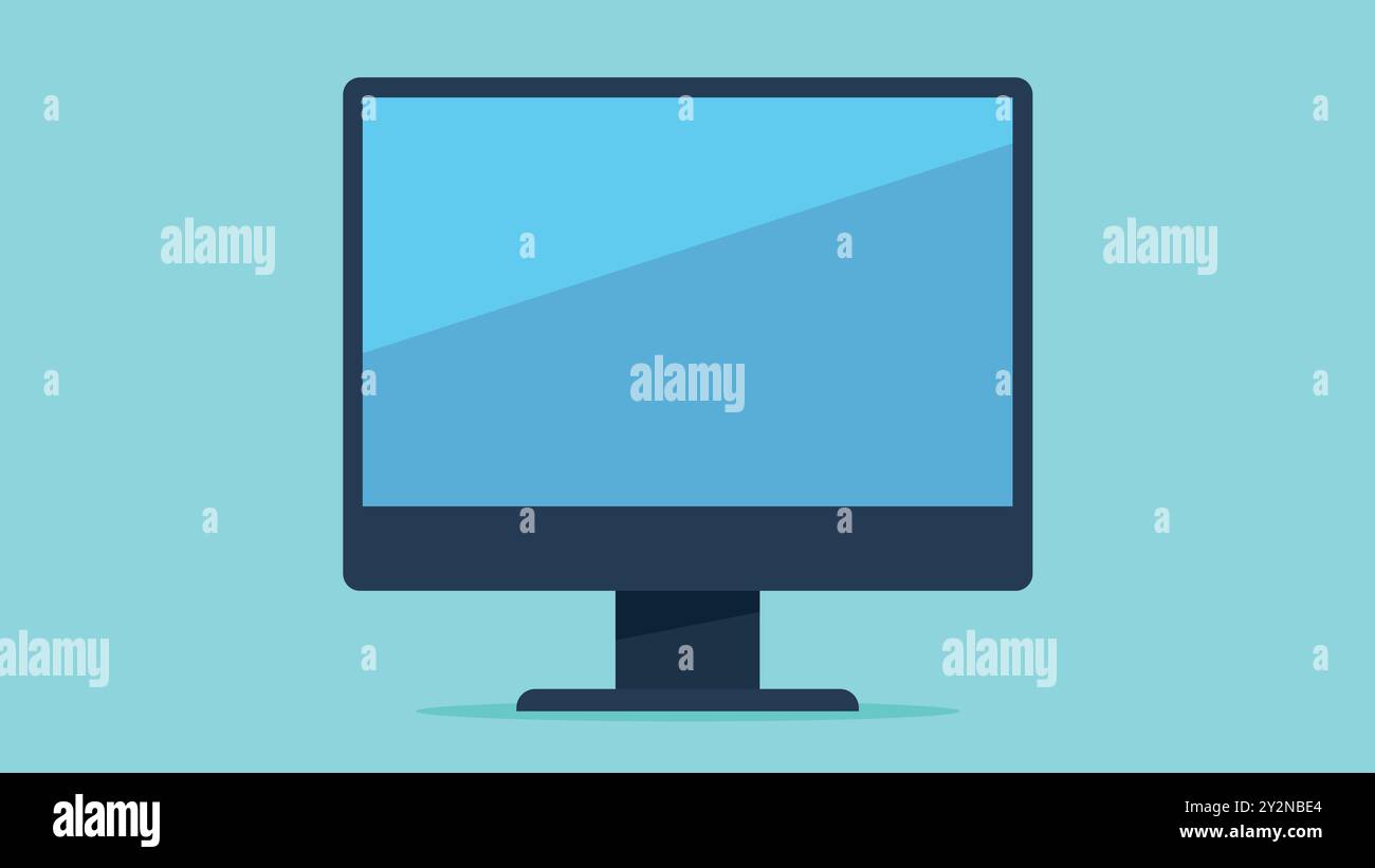Nach vorne gerichteter Monitor in flacher Ausführung. Sichtbarer Monitorbildschirm. Vektor für flache Konstruktion. Stock Vektor