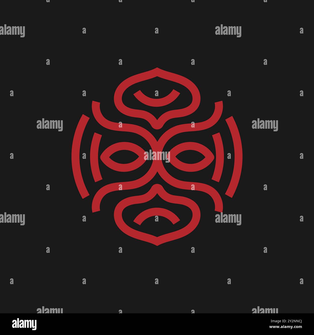 Einfache Monoline afrikanische Maske, abstrakte einfache ethnische Maske Linie Kunst Symbol Design Vektor Stock Vektor