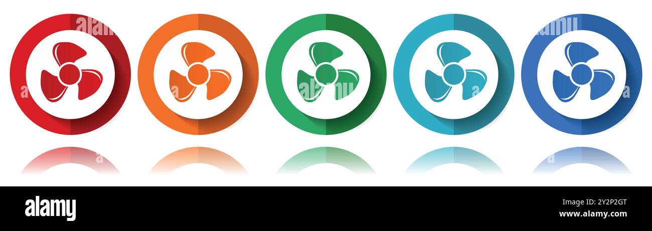 Fan-Vektorsymbole, flaches Symbolset für Logo-Design, Webdesign und mobile Anwendungen, farbenfrohe Web-Buttons-Kollektion in eps 10 Stock Vektor