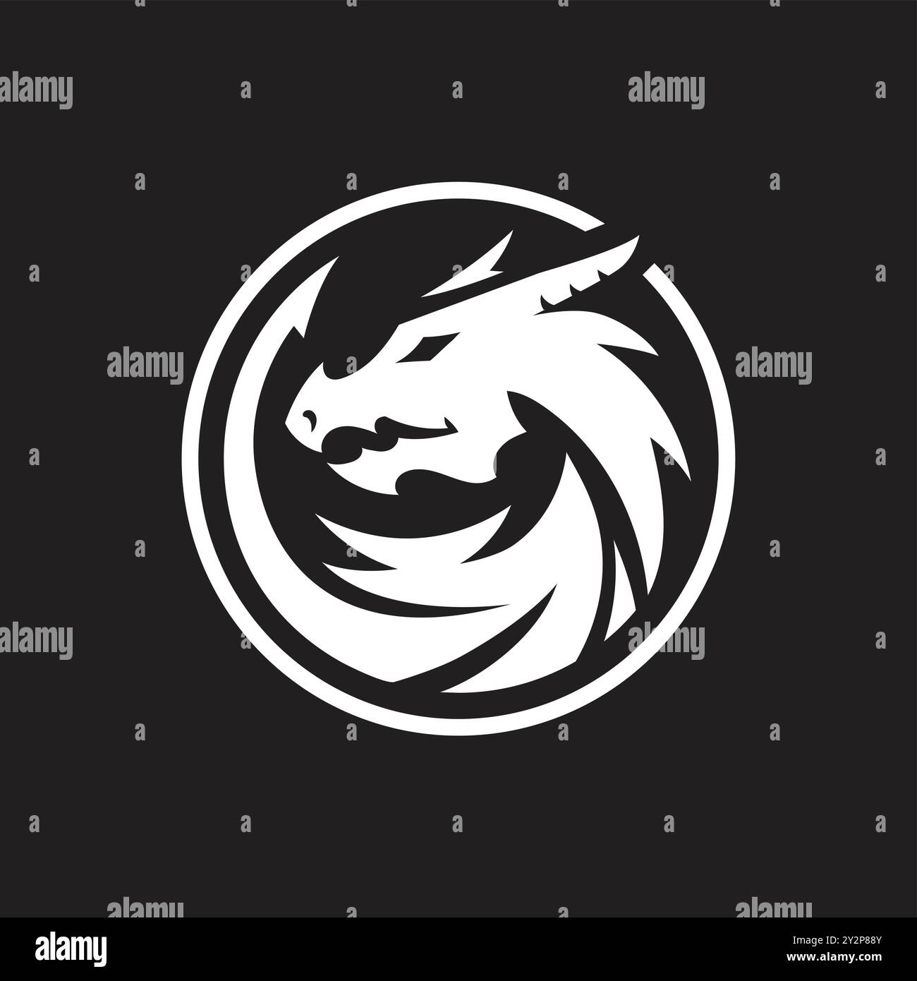 Vorlage für Drachenkopf-Symbole. Vektor-Illustration der asiatischen fantastischen Bestie Stock Vektor