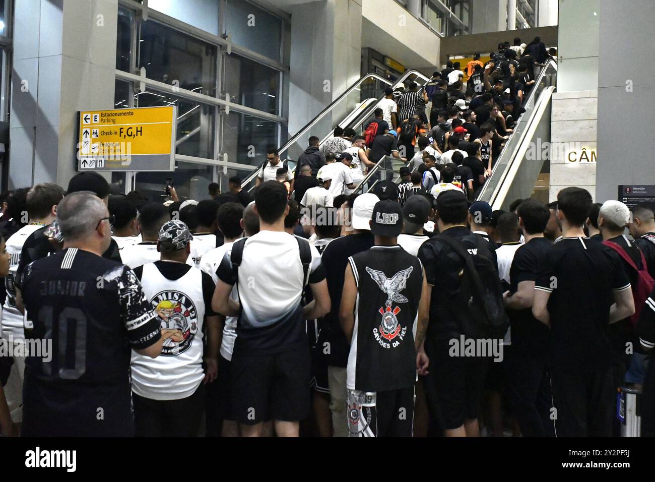 São Paulo, Brasilien. September 2024. Sport. Hunderte von Fans des Corinthians Paulista Football Club warteten auf die Ankunft des niederländischen Spielers Memphis Depay am Flughafen São Paulo. Am Morgen dieses Mittwochs, am 11. September 2024. Quelle: Saulo Dias/Alamy Live News Stockfoto