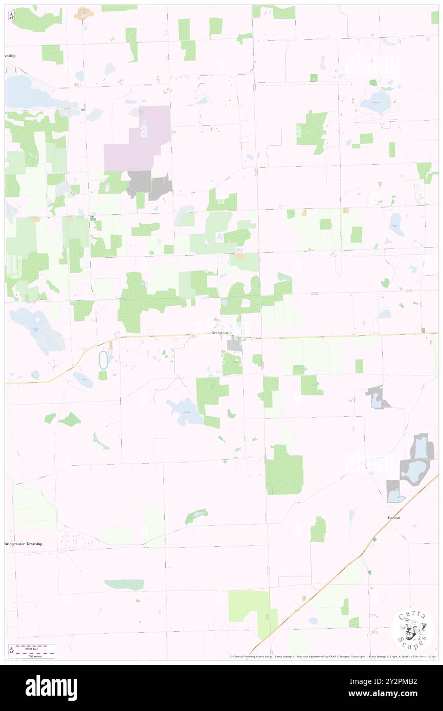 Bridgewater, Washtenaw County, USA, Vereinigte Staaten, Michigan, n 42 9' 39''', S 83 54' 7'', Karte, Karte, Kartenausgabe 2024. Erkunden Sie Cartascapes, eine Karte, die die vielfältigen Landschaften, Kulturen und Ökosysteme der Erde enthüllt. Reisen Sie durch Zeit und Raum und entdecken Sie die Verflechtungen der Vergangenheit, Gegenwart und Zukunft unseres Planeten. Stockfoto