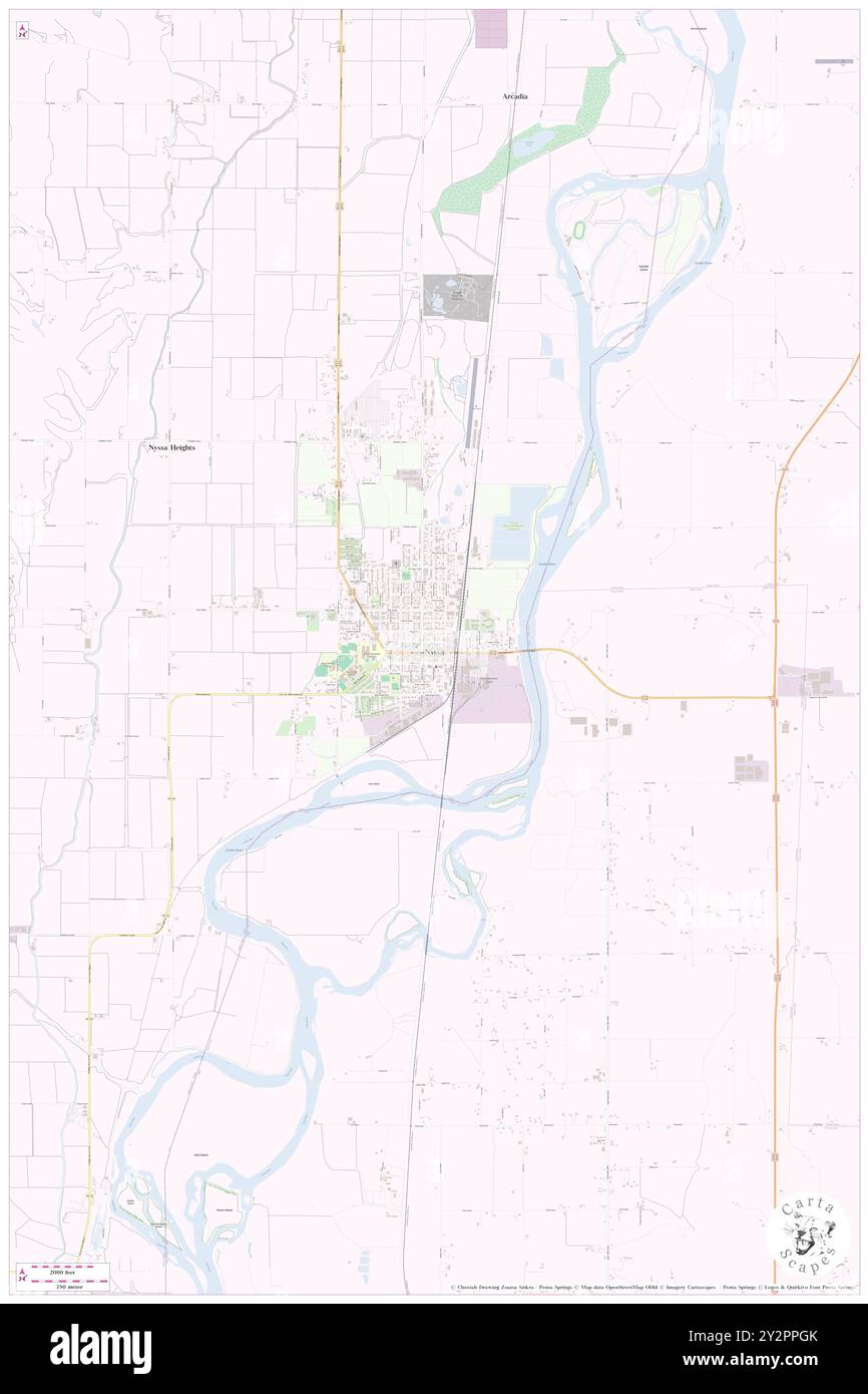 Nyssa, Malheur County, USA, USA, Oregon, n 43 52' 36'', S 116 59' 41'', Karte, Cartascapes Map, veröffentlicht 2024. Erkunden Sie Cartascapes, eine Karte, die die vielfältigen Landschaften, Kulturen und Ökosysteme der Erde enthüllt. Reisen Sie durch Zeit und Raum und entdecken Sie die Verflechtungen der Vergangenheit, Gegenwart und Zukunft unseres Planeten. Stockfoto