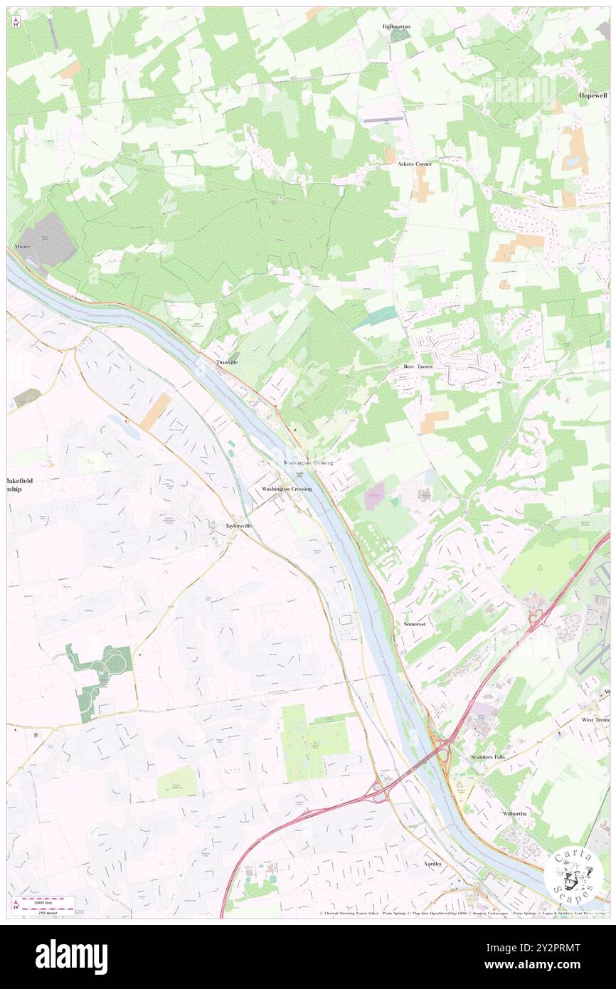 Washington Crossing, Mercer County, USA, USA, New Jersey, n 40 17' 48''', S 74 52' 0'', Karte, Karte, Kartenausgabe 2024. Erkunden Sie Cartascapes, eine Karte, die die vielfältigen Landschaften, Kulturen und Ökosysteme der Erde enthüllt. Reisen Sie durch Zeit und Raum und entdecken Sie die Verflechtungen der Vergangenheit, Gegenwart und Zukunft unseres Planeten. Stockfoto