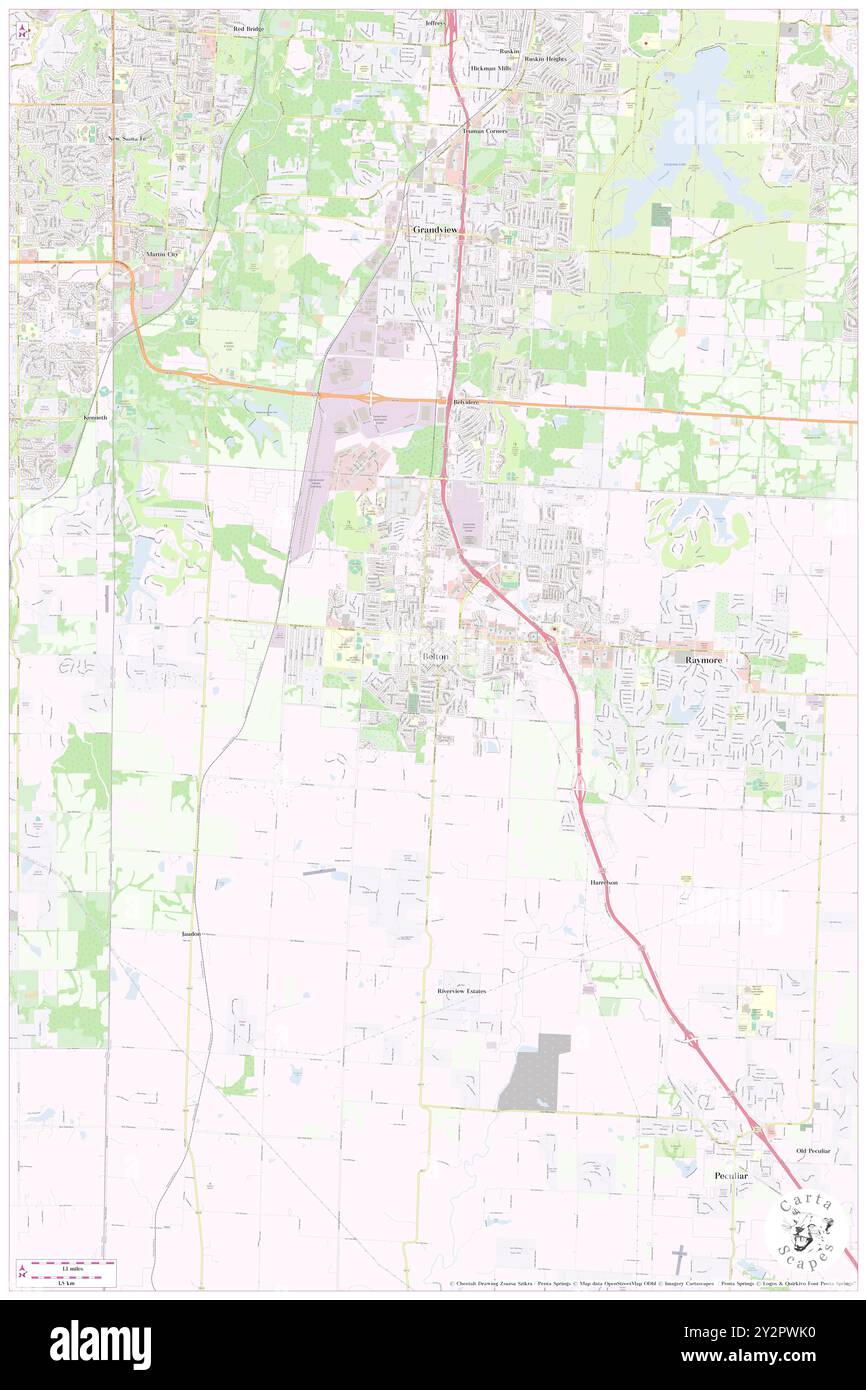 Belton, , USA, Missouri, n 38 48' 43'', S 94 31' 54'', Karte, Cartascapes Map, veröffentlicht 2024. Erkunden Sie Cartascapes, eine Karte, die die vielfältigen Landschaften, Kulturen und Ökosysteme der Erde enthüllt. Reisen Sie durch Zeit und Raum und entdecken Sie die Verflechtungen der Vergangenheit, Gegenwart und Zukunft unseres Planeten. Stockfoto