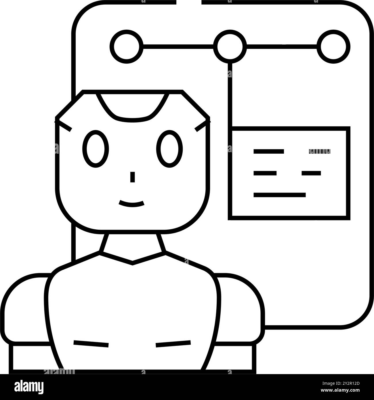 Vektordarstellung des bot-Liniensymbols für den Support-Chat Stock Vektor