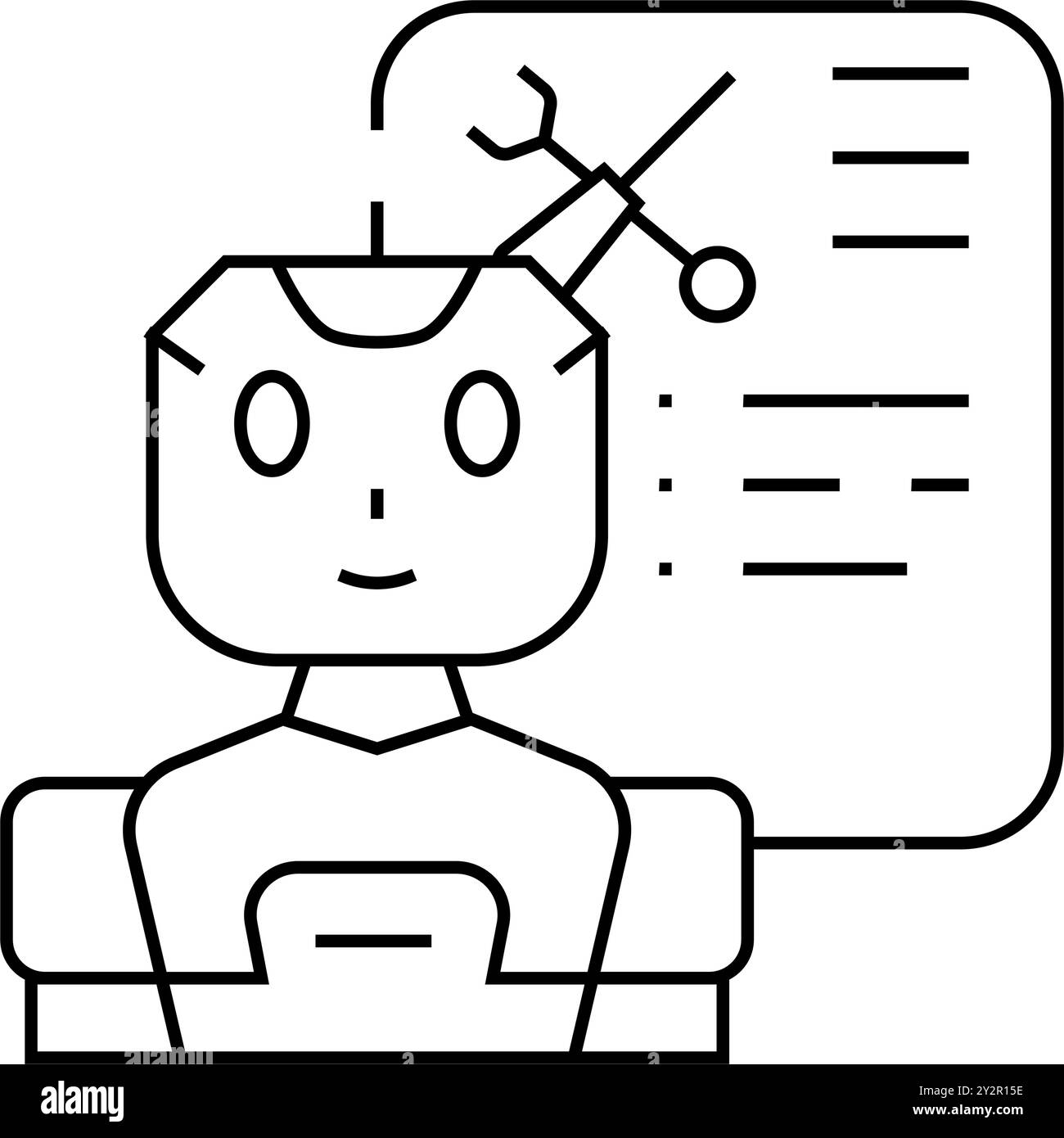 Vektordarstellung des bot-Liniensymbols des Service-Chats Stock Vektor