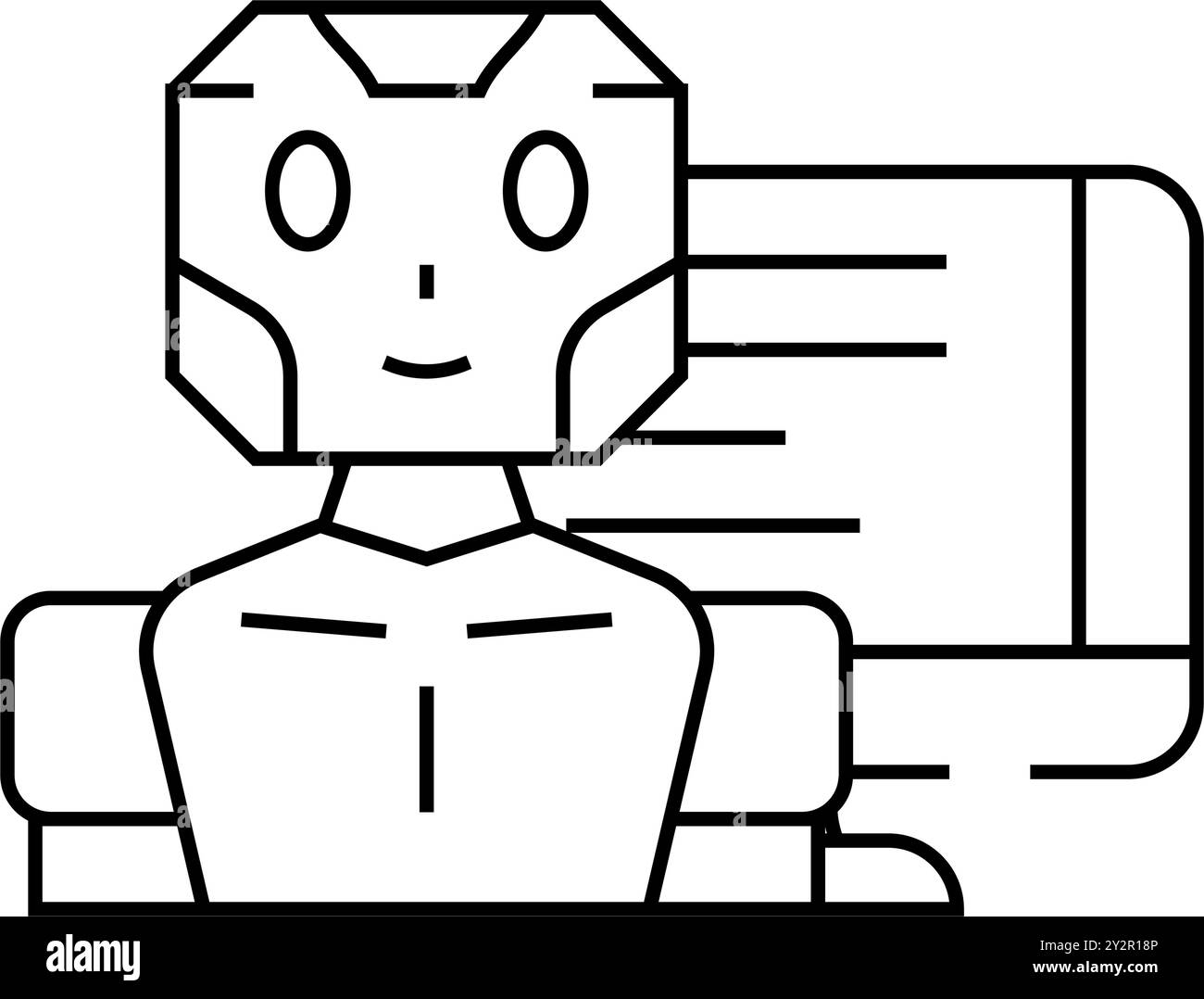 Vektordarstellung des Roboterchats für das Roboterliniensymbol Stock Vektor