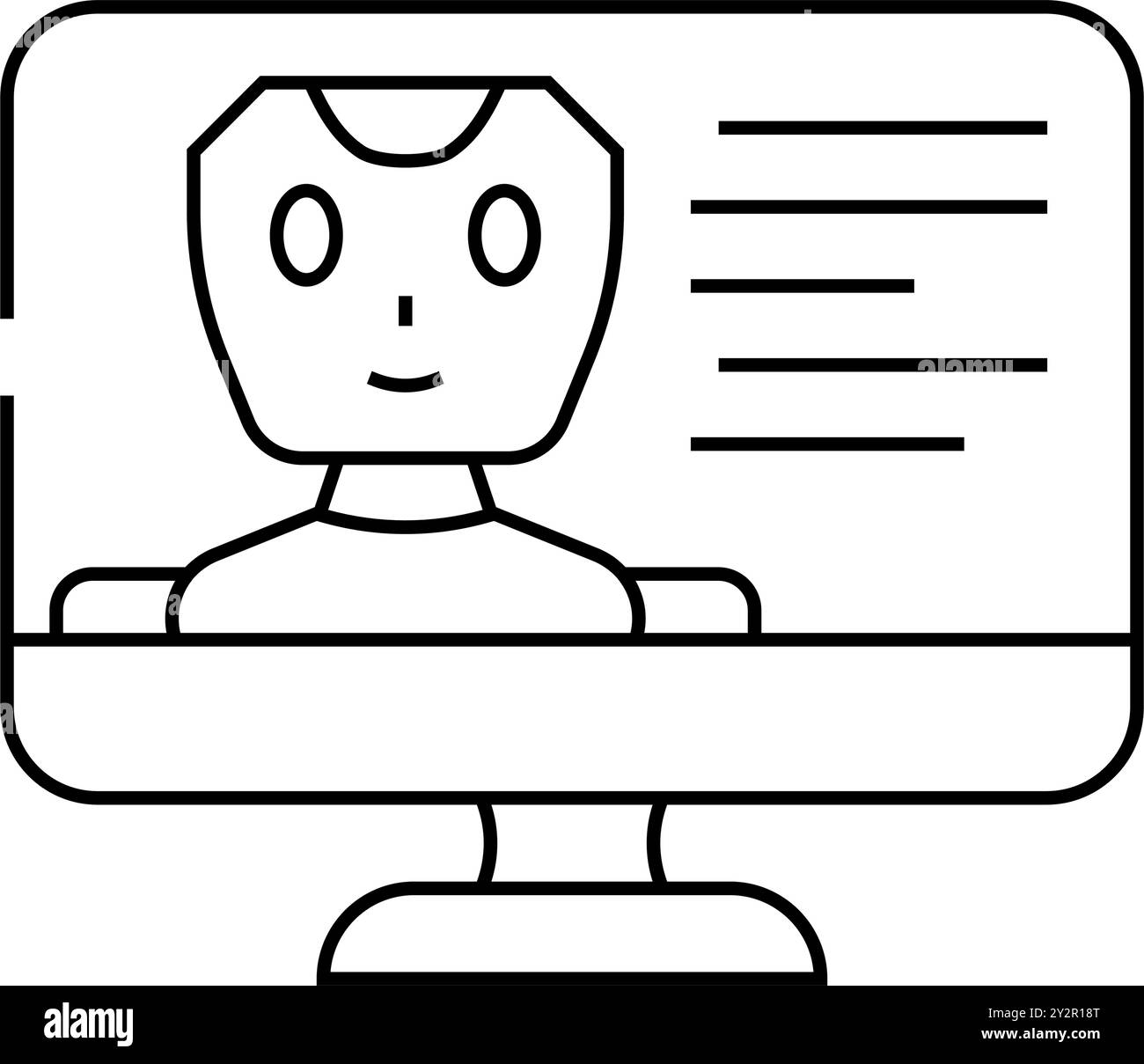 Vektordarstellung des Symbols für die virtuelle Chat-bot-Linie Stock Vektor