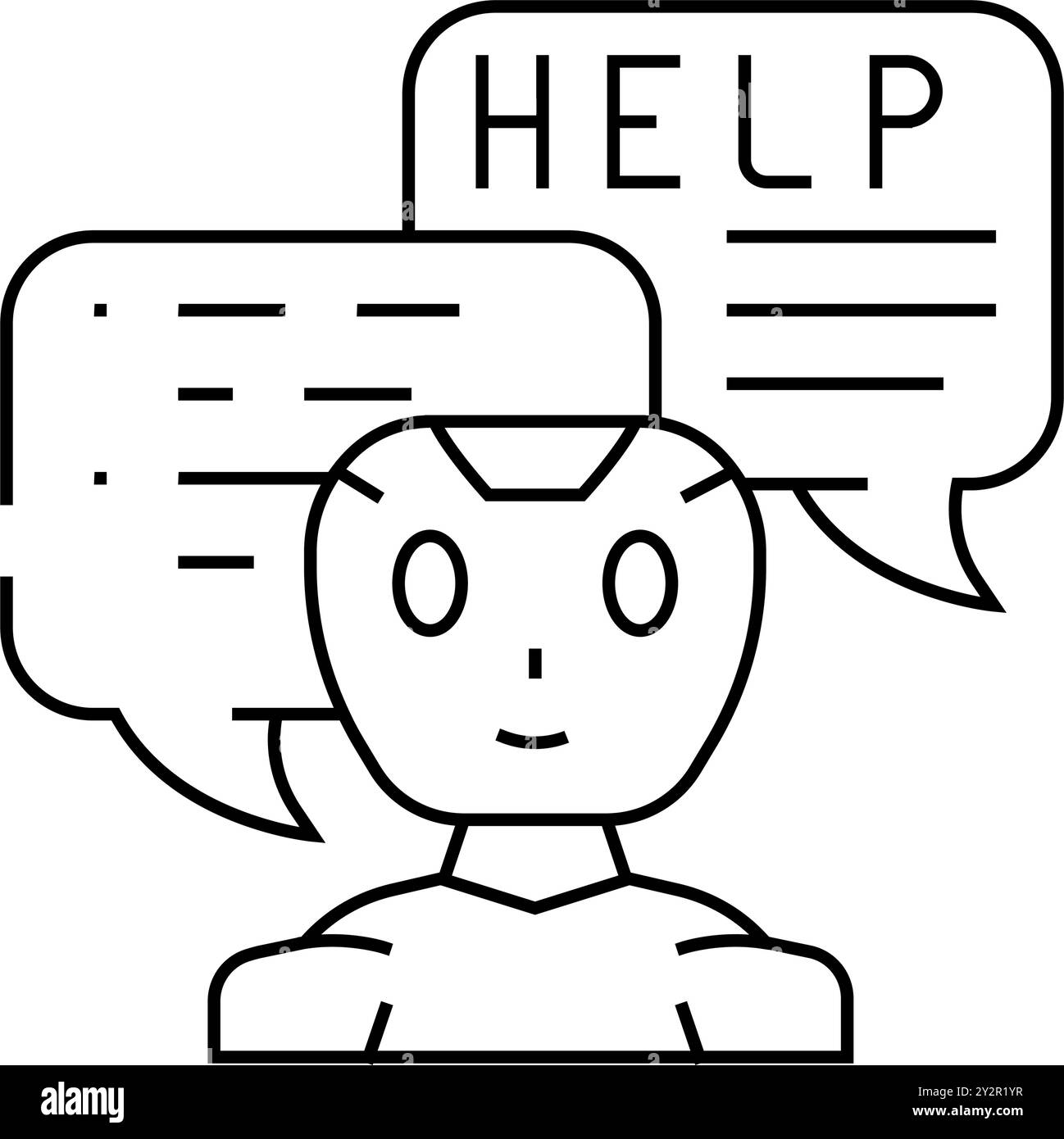 Vektordarstellung des bot-Liniensymbols für Hilfechats Stock Vektor