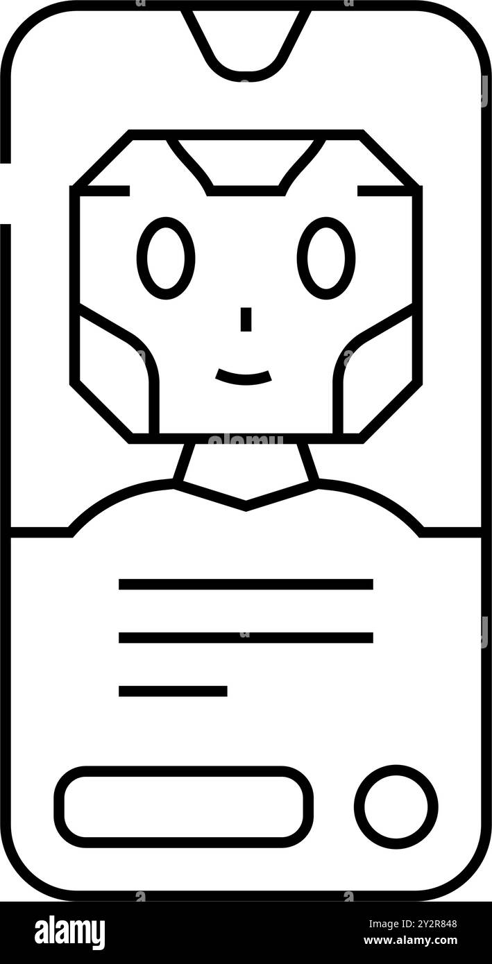 Vektordarstellung des bot-Liniensymbols für mobile Chats Stock Vektor