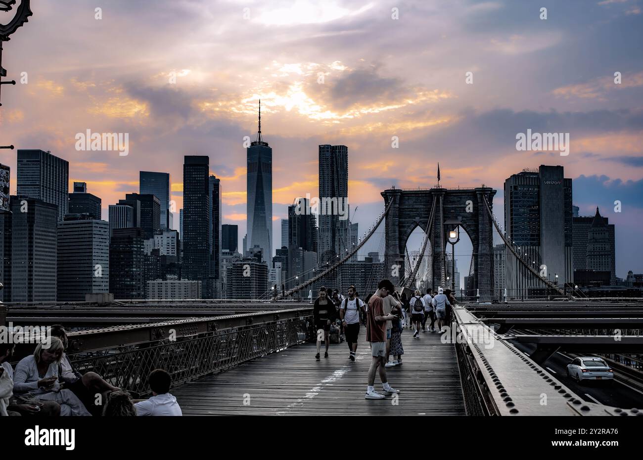 Brooklyn Bridge Sonnenuntergang Stockfoto