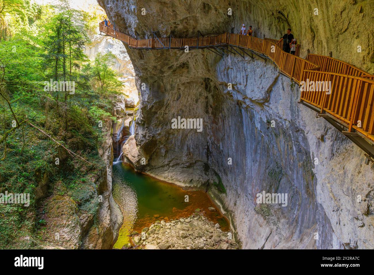 Horma Canyon, Kure Mountains Nationalpark, Kastamonu, Türkei. Hölzerner Wanderweg. Stockfoto