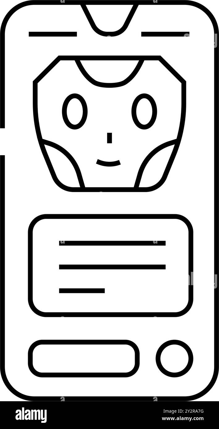 Vektordarstellung des bot-Liniensymbols für den Nachrichten-Chat Stock Vektor
