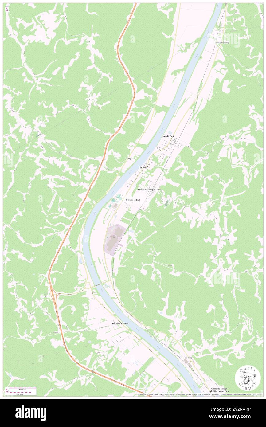 Indian Village, Putnam County, USA, USA, West Virginia, n 38 36' 28'', S 81 59' 8'', Karte, Cartascapes Map, veröffentlicht 2024. Erkunden Sie Cartascapes, eine Karte, die die vielfältigen Landschaften, Kulturen und Ökosysteme der Erde enthüllt. Reisen Sie durch Zeit und Raum und entdecken Sie die Verflechtungen der Vergangenheit, Gegenwart und Zukunft unseres Planeten. Stockfoto