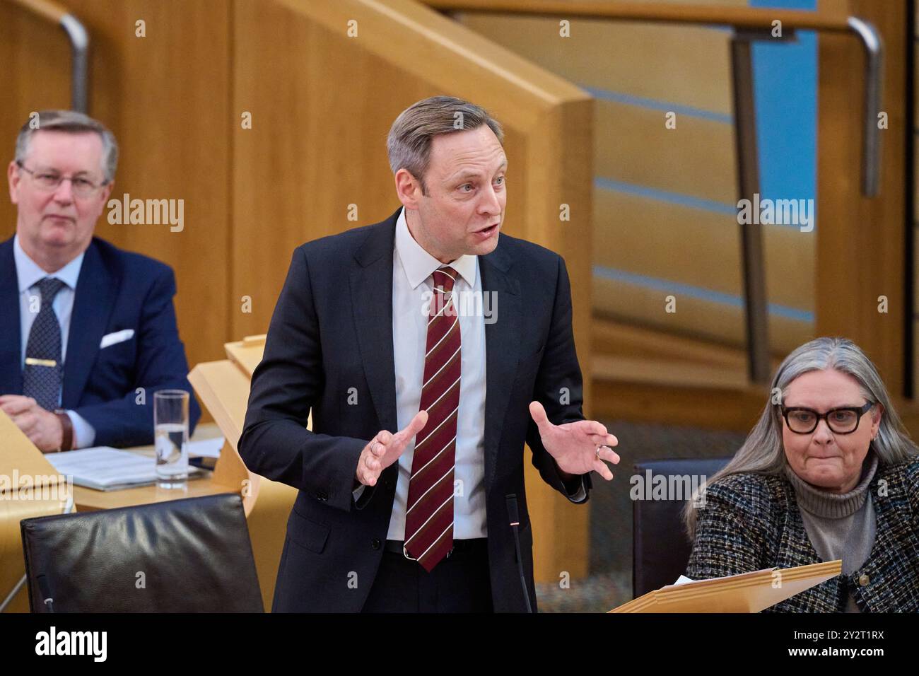 Edinburgh Schottland, Vereinigtes Königreich 11. September 2024. Liam Kerr MSP im schottischen Parlament für die Oppositionsdebatte über Freischülermahlzeiten für alle Grundschüler. Credit sst/alamy Live News Stockfoto