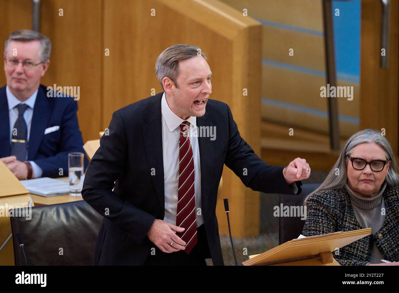 Edinburgh Schottland, Vereinigtes Königreich 11. September 2024. Liam Kerr MSP im schottischen Parlament für die Oppositionsdebatte über Freischülermahlzeiten für alle Grundschüler. Credit sst/alamy Live News Stockfoto