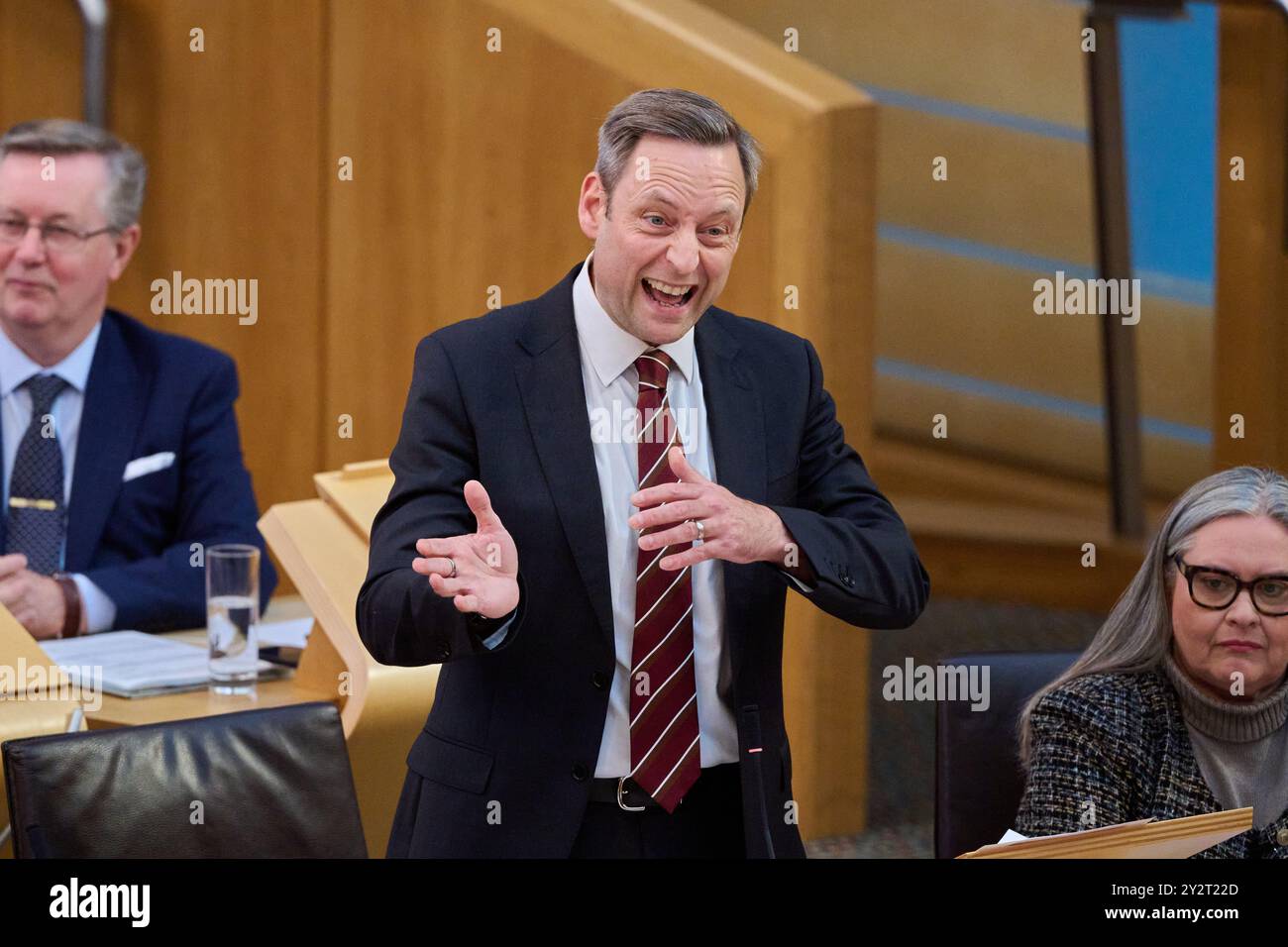 Edinburgh Schottland, Vereinigtes Königreich 11. September 2024. Liam Kerr MSP im schottischen Parlament für die Oppositionsdebatte über Freischülermahlzeiten für alle Grundschüler. Credit sst/alamy Live News Stockfoto