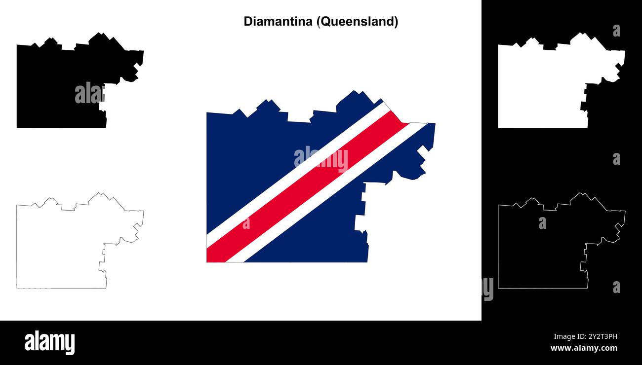 Diamantina (Queensland) Umrisskarte Set Stock Vektor