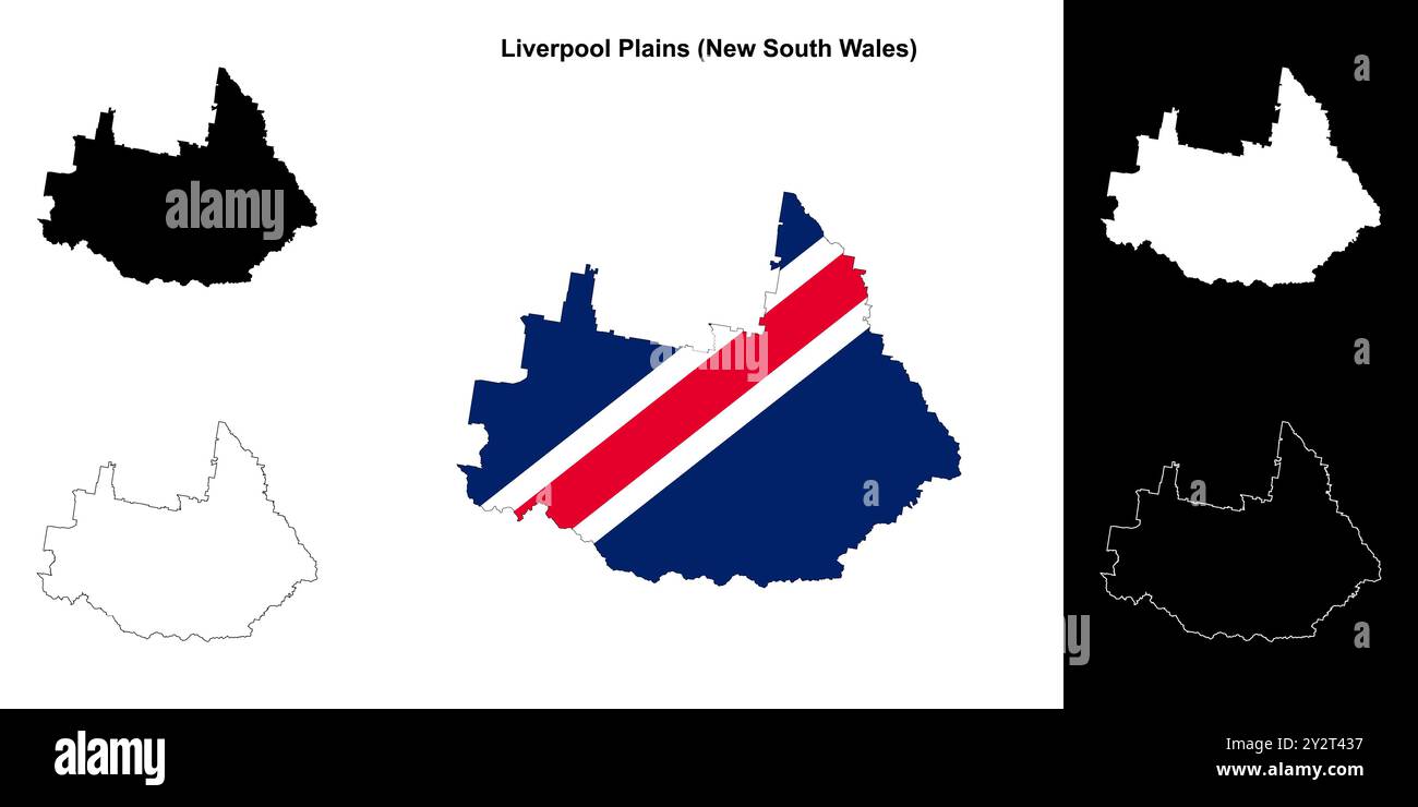 Liverpool Plains (New South Wales) Umrisskarten Set Stock Vektor