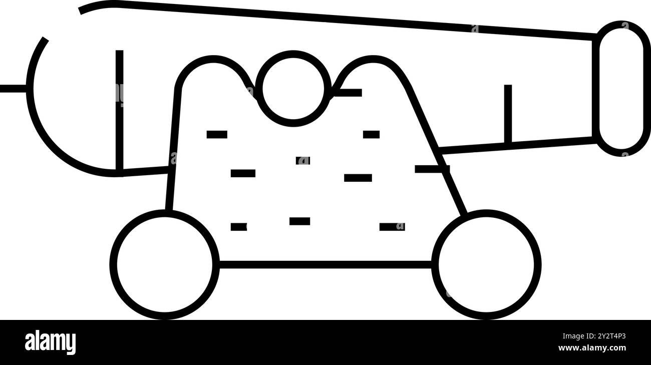 Kanone Piraten Linie Symbol Vektor Illustration Stock Vektor