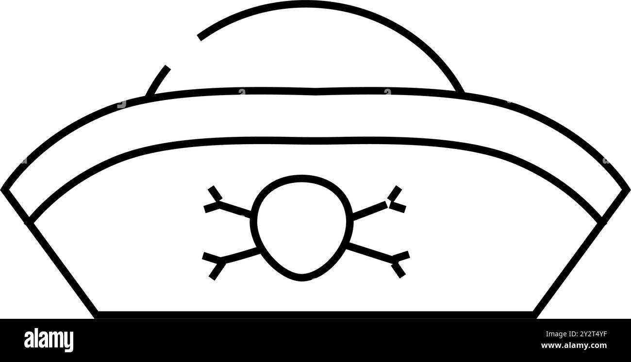 hut Piraten Linie Symbol Vektor Illustration Stock Vektor
