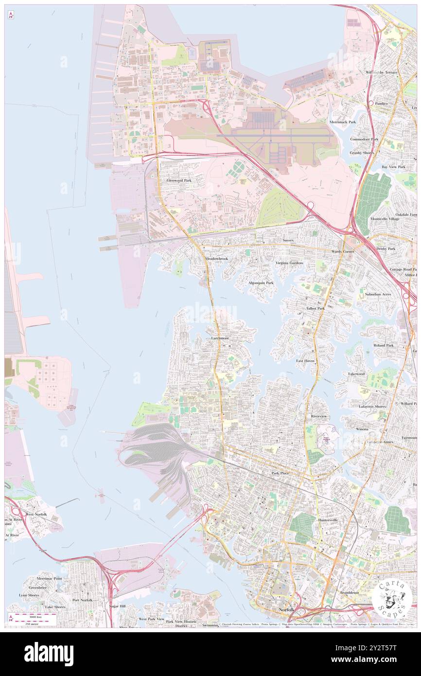 Fairwater, City of Norfolk, USA, USA, Virginia, n 36 54' 7'', S 76 18' 18'', Karte, Cartascapes Map, veröffentlicht 2024. Erkunden Sie Cartascapes, eine Karte, die die vielfältigen Landschaften, Kulturen und Ökosysteme der Erde enthüllt. Reisen Sie durch Zeit und Raum und entdecken Sie die Verflechtungen der Vergangenheit, Gegenwart und Zukunft unseres Planeten. Stockfoto