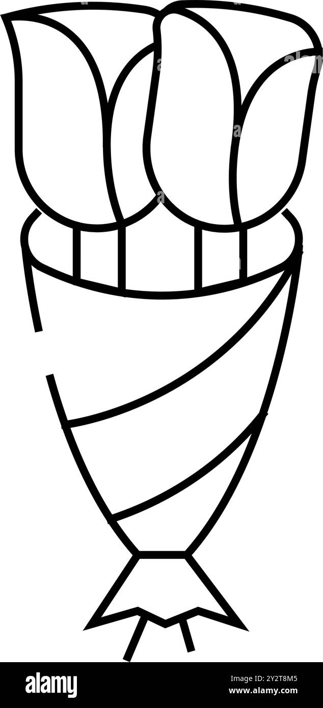 Beerdigung zwei Blumen Linie Symbol Vektor Illustration Stock Vektor