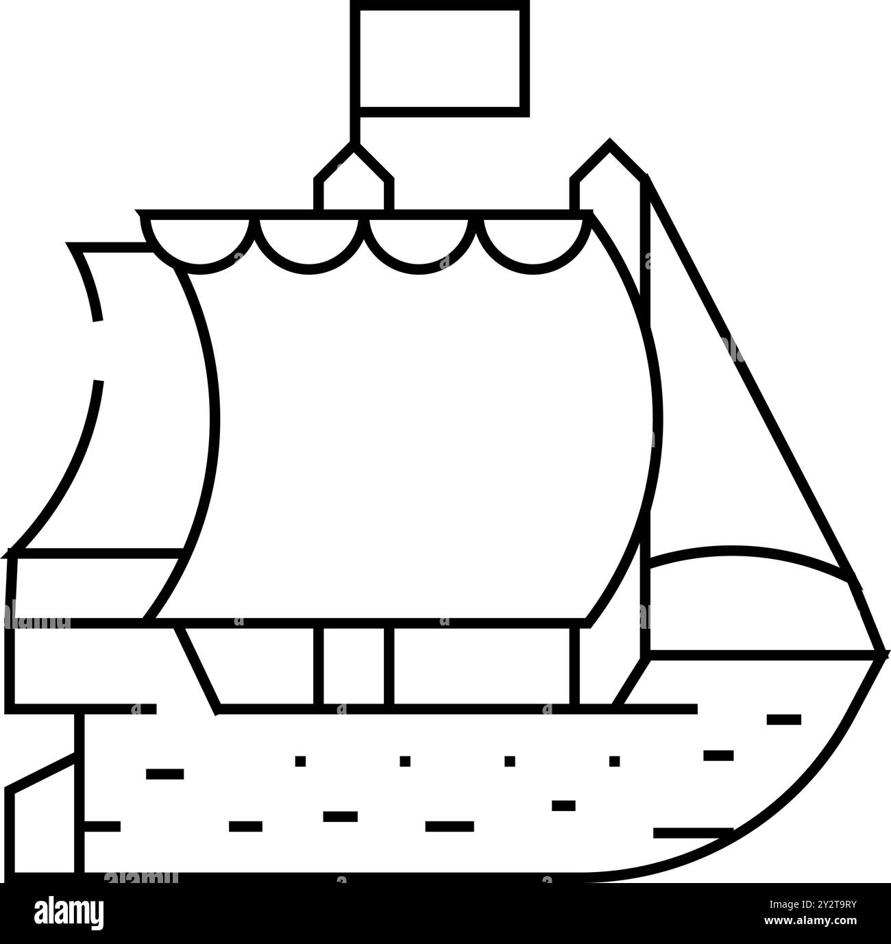 Schiff Piraten Linie Symbol Vektor Illustration Stock Vektor