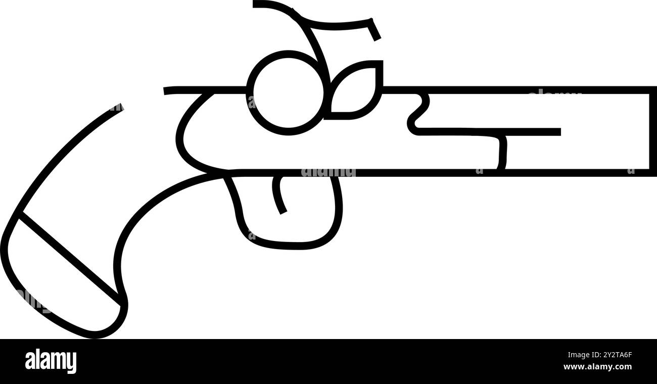 Waffe Waffe Piraten Linie Symbol Vektor Illustration Stock Vektor