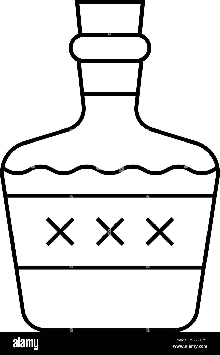 Abbildung des Symbols für die Linie der alkoholischen Getränkeflasche Stock Vektor