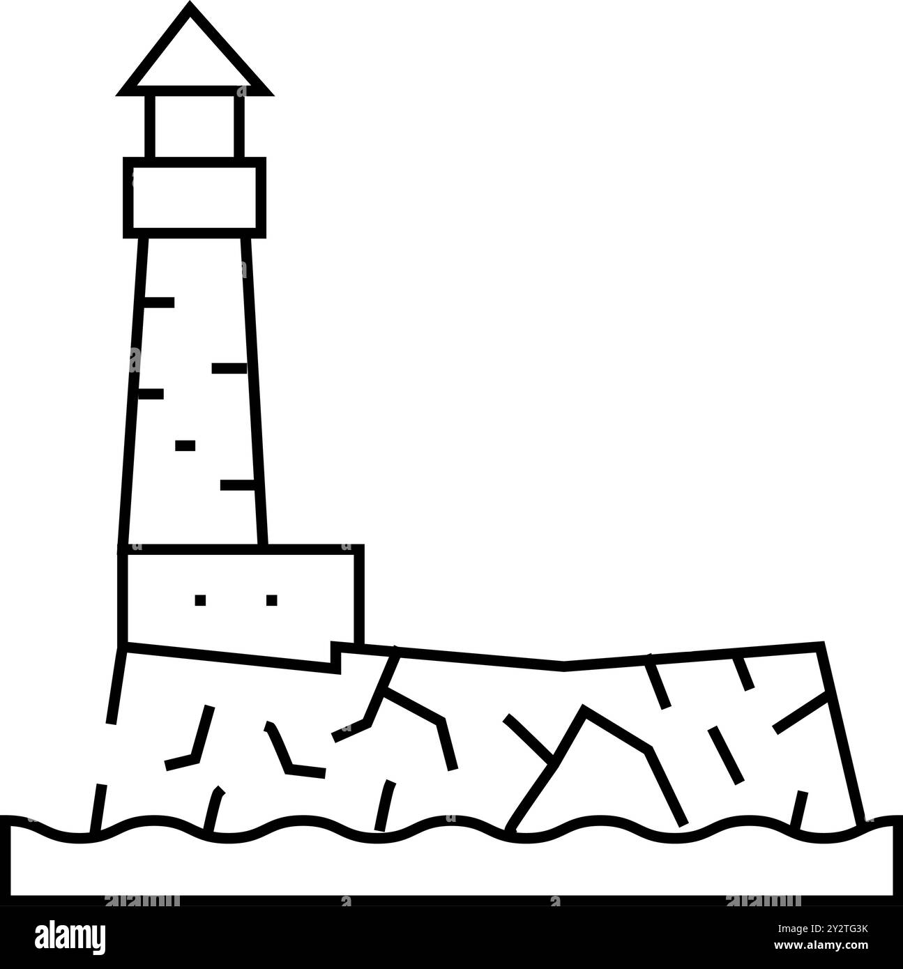 Leuchtturm Insel Linie Symbol Vektor-Illustration Stock Vektor