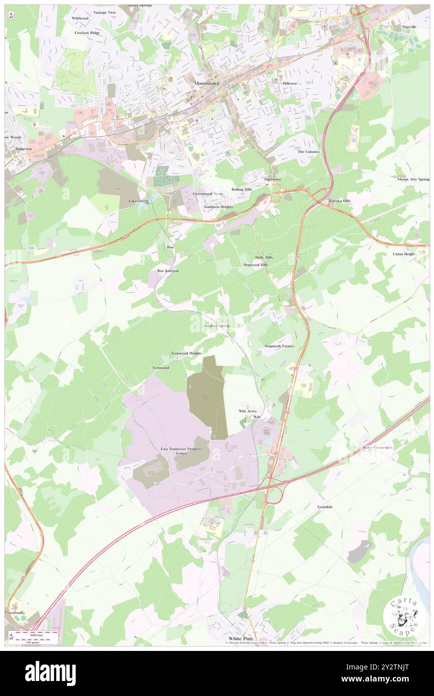 Sulphur Springs, Hamblen County, USA, USA, Tennessee, n 36 10' 3'', S 83 17' 32'', Karte, Cartascapes Map, veröffentlicht 2024. Erkunden Sie Cartascapes, eine Karte, die die vielfältigen Landschaften, Kulturen und Ökosysteme der Erde enthüllt. Reisen Sie durch Zeit und Raum und entdecken Sie die Verflechtungen der Vergangenheit, Gegenwart und Zukunft unseres Planeten. Stockfoto