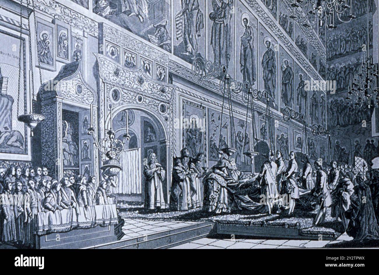 Marzo 1990 Leningrad Archivio Storico Olycom/LaPresse Caterina II di Russia (Stettino, 2 maggio 1729 - San Pietroburgo, 17. Novembre 1796) conosciuta come Caterina la Grande, fu imperatrice di Russia dal 1762 alla morte. Fu uno dei più Signifikanativi esempi di dispotismo illuminato. Nella Foto: Tesori dell’Imperatrice Caterina II di Russia, l’incoronazione im Foto: Schätze der Kaiserin Katharina II. Von Russland, Krönungsschreiben: LaPresse/Alamy Live News Stockfoto