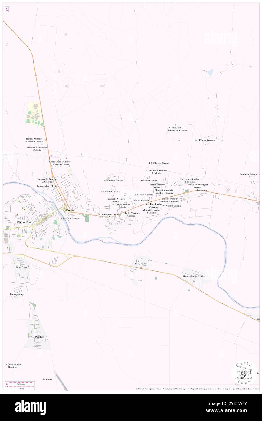 Mirasoles Colonia, Starr County, USA, USA, Texas, n 26 24' 30'', S 98 59' 25'', Karte, Cartascapes Map, veröffentlicht 2024. Erkunden Sie Cartascapes, eine Karte, die die vielfältigen Landschaften, Kulturen und Ökosysteme der Erde enthüllt. Reisen Sie durch Zeit und Raum und entdecken Sie die Verflechtungen der Vergangenheit, Gegenwart und Zukunft unseres Planeten. Stockfoto