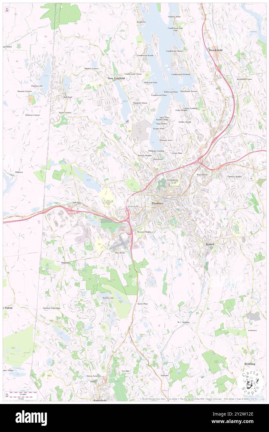 Danbury, Fairfield County, USA, Vereinigte Staaten, Connecticut, n 41 23' 41'', S 73 27' 14'', Karte, Cartascapes Map, veröffentlicht 2024. Erkunden Sie Cartascapes, eine Karte, die die vielfältigen Landschaften, Kulturen und Ökosysteme der Erde enthüllt. Reisen Sie durch Zeit und Raum und entdecken Sie die Verflechtungen der Vergangenheit, Gegenwart und Zukunft unseres Planeten. Stockfoto