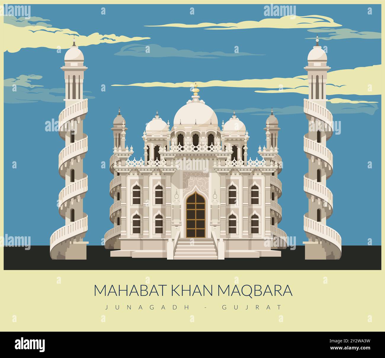 Mahabat Khan Maqbara - Junagadh - Gujrat - Stock Illustration als EPS 10 Datei Stock Vektor