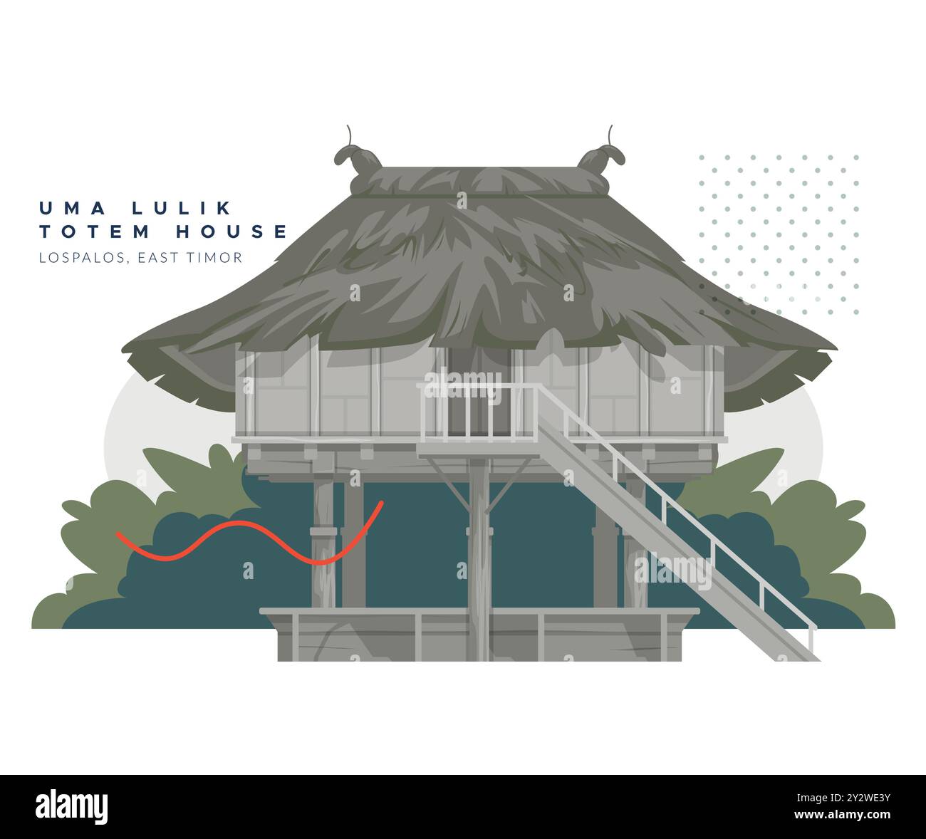 UMA Lulik - heilige Totemhäuser - Lospalos, Osttimor - Stock Illustration als EPS 10 Akte Stock Vektor