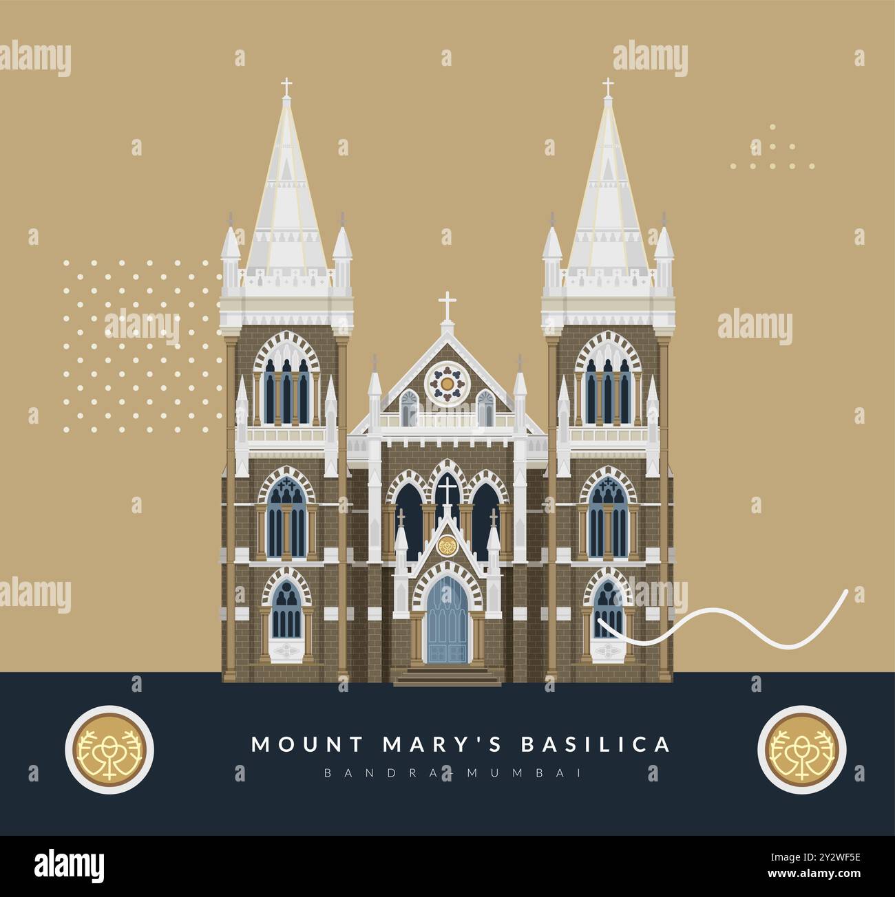 Mount Mary's Basilica - Bandra Mumbai - Stock Illustration als EPS 10 Datei Stock Vektor