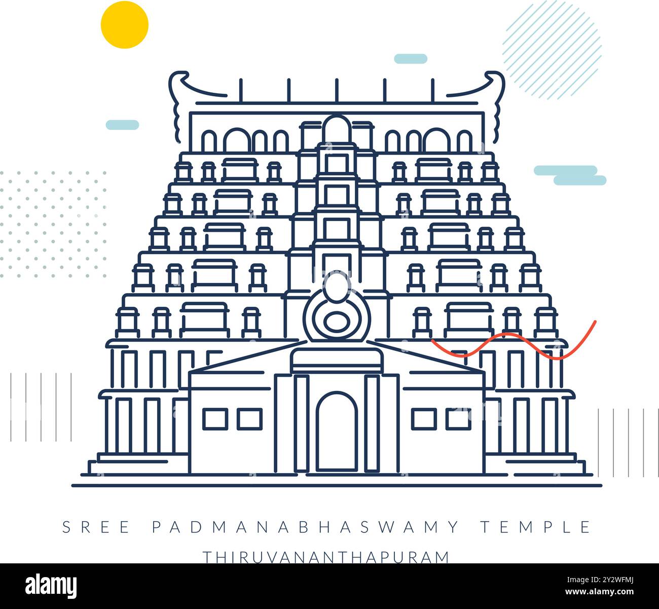 Sree Padmanabhaswamy Tempel - Thiruvananthapuram - Stock Illustration als EPS 10 Datei Stock Vektor