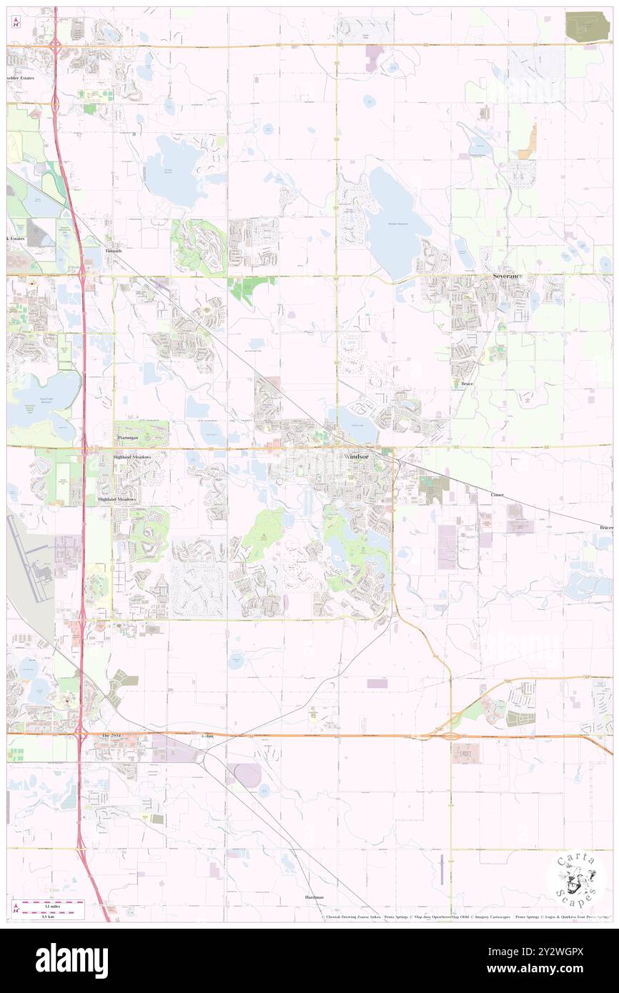 Windsor, Weld County, USA, USA, Colorado, n 40 28' 38''', S 104 54' 4'', Karte, Cartascapes Map, veröffentlicht 2024. Erkunden Sie Cartascapes, eine Karte, die die vielfältigen Landschaften, Kulturen und Ökosysteme der Erde enthüllt. Reisen Sie durch Zeit und Raum und entdecken Sie die Verflechtungen der Vergangenheit, Gegenwart und Zukunft unseres Planeten. Stockfoto