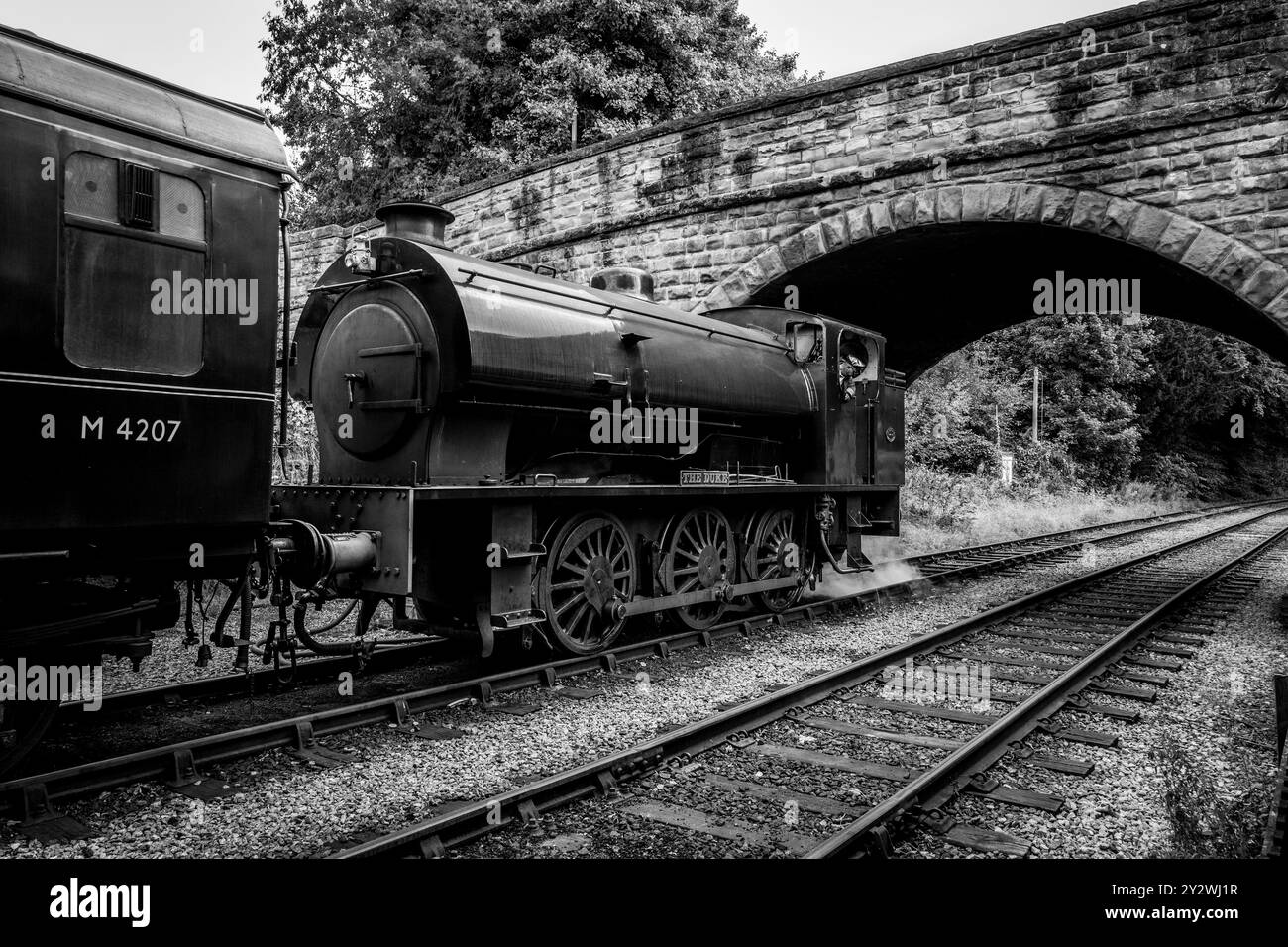 W Bagnall 0-6-0T: 68012 'The Duke', eine erhaltene Dampflokomotive, die auf der Ecclesbourne Valley Railway betrieben wird. Stockfoto