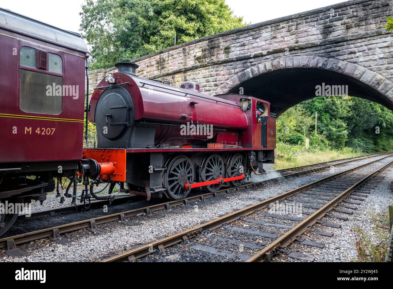 W Bagnall 0-6-0T: 68012 'The Duke', eine erhaltene Dampflokomotive, die auf der Ecclesbourne Valley Railway betrieben wird. Stockfoto