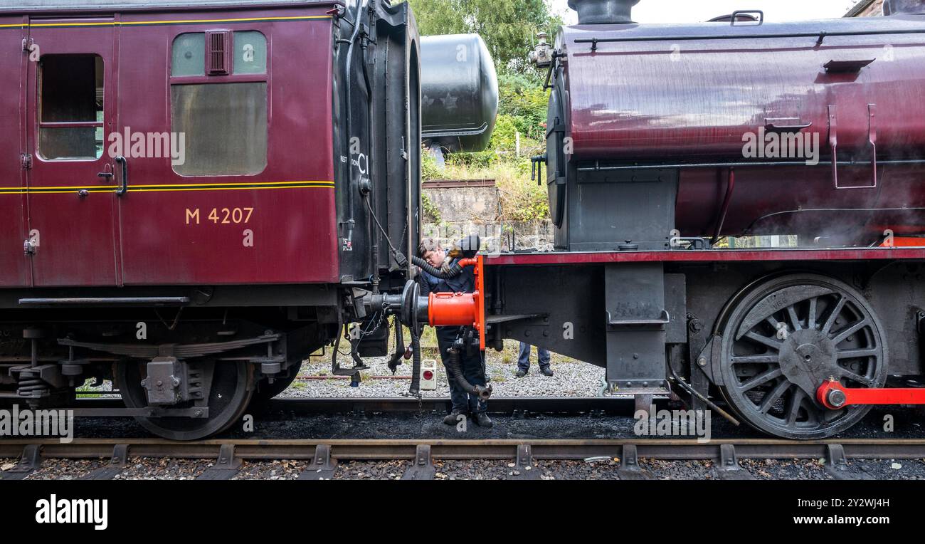 W Bagnall 0-6-0T: 68012 'The Duke', eine erhaltene Dampflokomotive, die auf der Ecclesbourne Valley Railway betrieben wird. Stockfoto