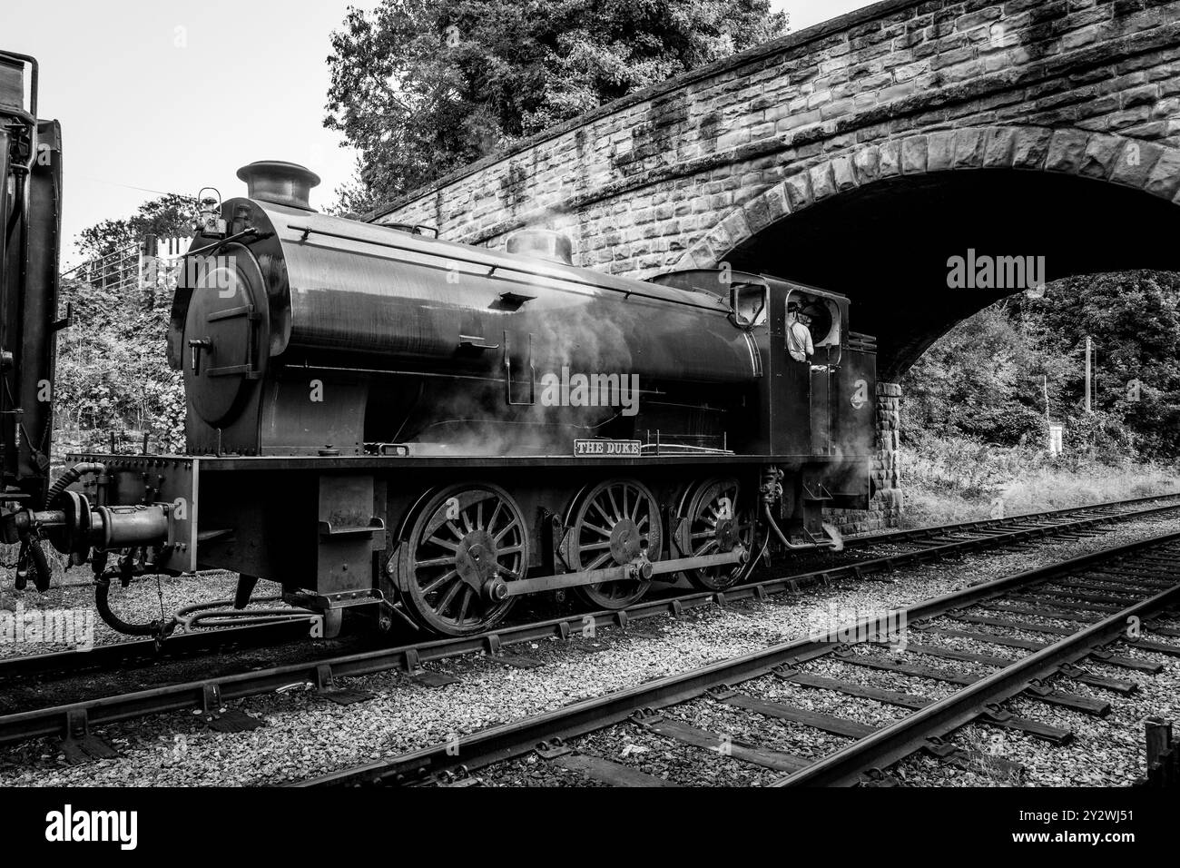 W Bagnall 0-6-0T: 68012 'The Duke', eine erhaltene Dampflokomotive, die auf der Ecclesbourne Valley Railway betrieben wird. Stockfoto